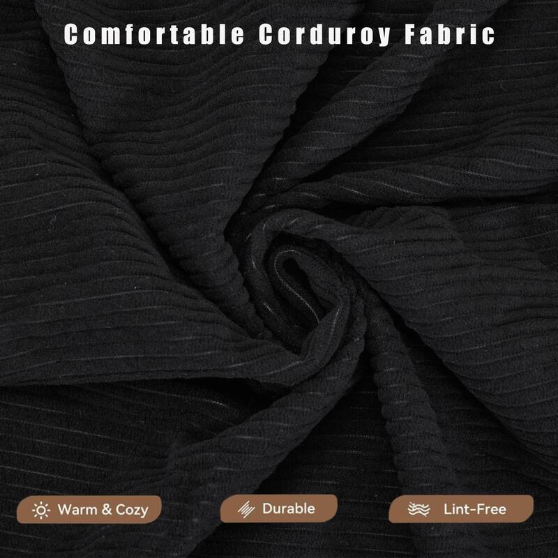 Folding Mattress Lounge Sofa with Corduroy Cushions, Convertible Sofa Bed Sleeper Sofa with Removable Armrests