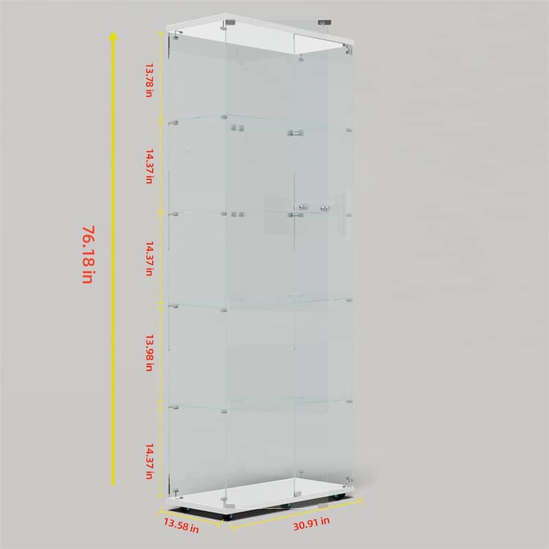 Tempered Glass Display Cabinet,Storage Cabinet,File Cabinet,with LED - White