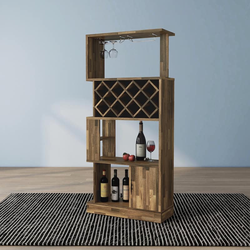 DH BASIC Contemporary Dual-Side Access Lattice 11-Bottle Wine Rack and Cabinet by Denhour