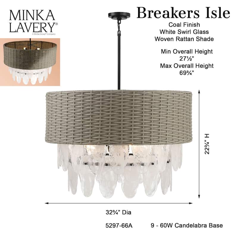 Minka Lavery 5297 Breaker Isle 9 Light 33" Wide Crystal Pendant