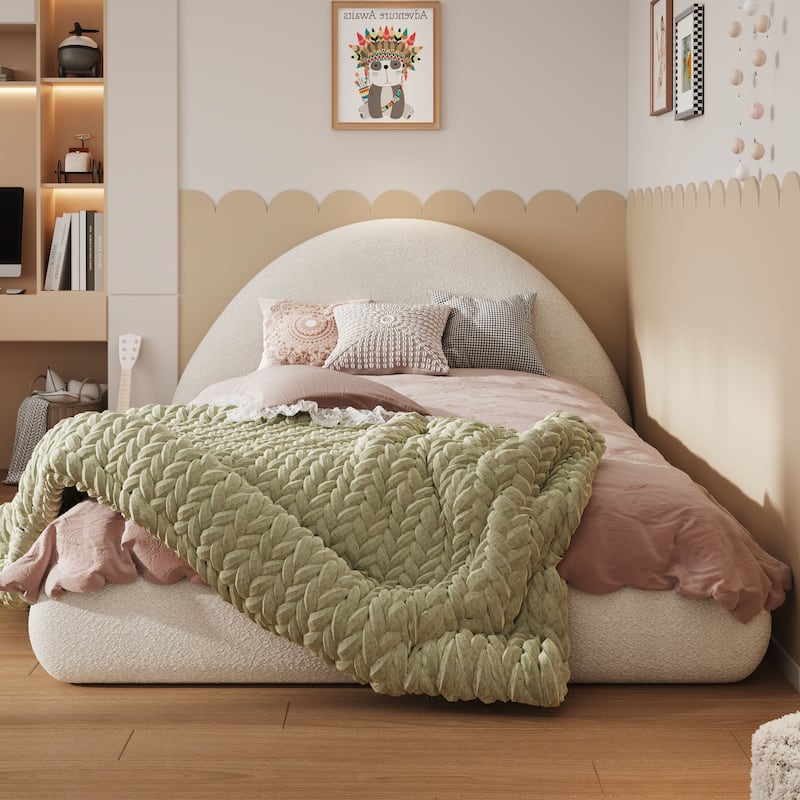 Christopher Knight Home - Rosalie Modern Upholstered Bed Frame with Curved Headboard