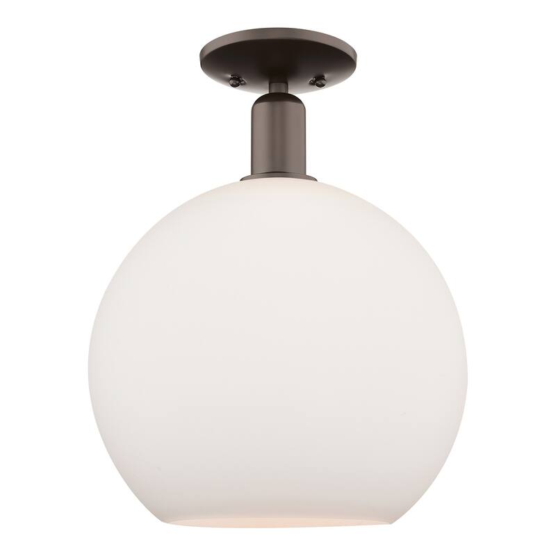Innovations Lighting 716-1C-16-12 Athens Semi-Flush Athens 12" Wide - Oil Rubbed Bronze / Matte White