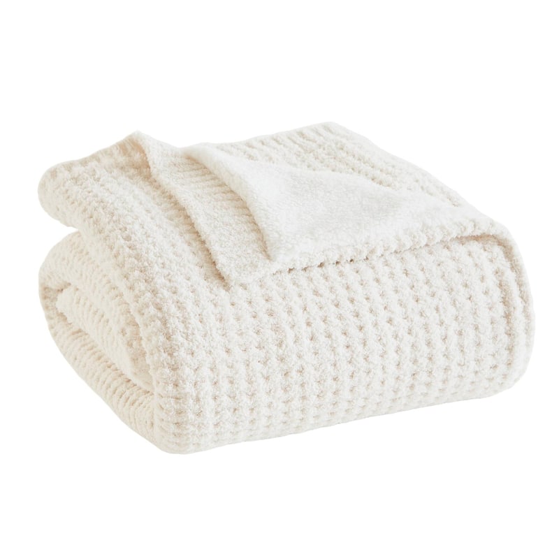 Madison Park Eden Waffle Knit Chenille Throw 50x60"