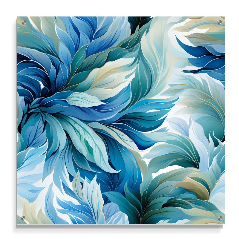 Designart "Oceanic Mirage Tropical Pattern" Coastal Gloss Wall Decor Blue - Tropical Acrylic Wall Art For Dinning Room