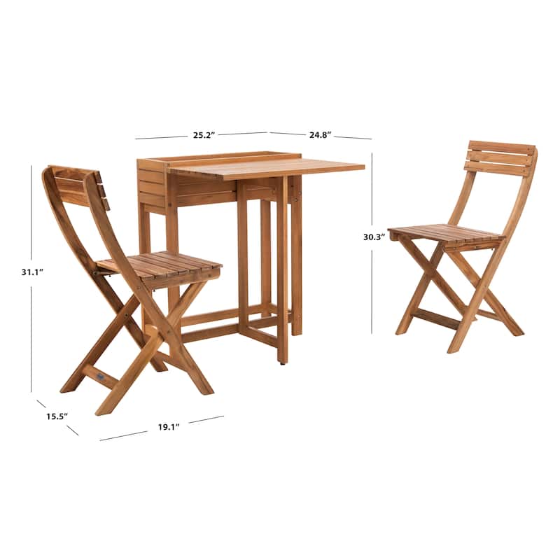 SAFAVIEH Outdoor Lisbeth Flower Shelf 3-Piece Bistro Set - 25Wx25Dx30H