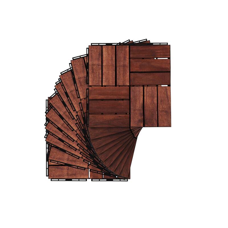 10PCS 12" x 12" Square Brown Acacia Hardwood Outdoor Flooring