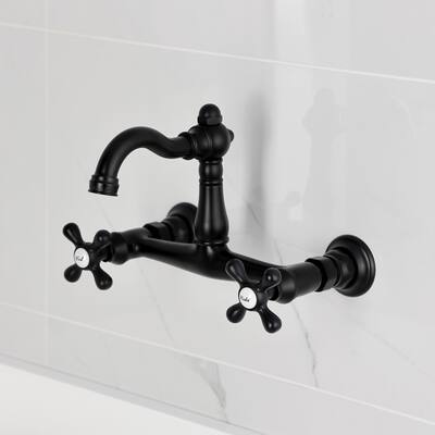 Kingston Brass Vintage Double-Handle 2-Hole Wall-Mount Bridge Kitchen Faucet