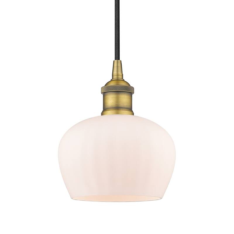 Innovations Lighting 616-1P-8-7 Fenton Pendant Fenton 7" Wide Mini - Brushed Brass / Matte White