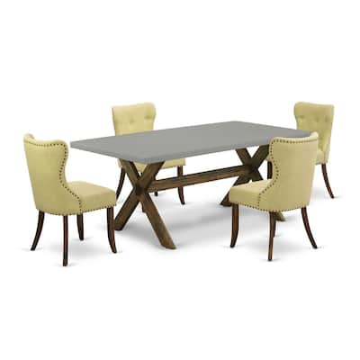 5-Piece Dining Set - Kitchen Table with 4 Parson Chairs - Modern Rectangular Table & Linen Fabric Seating - 72