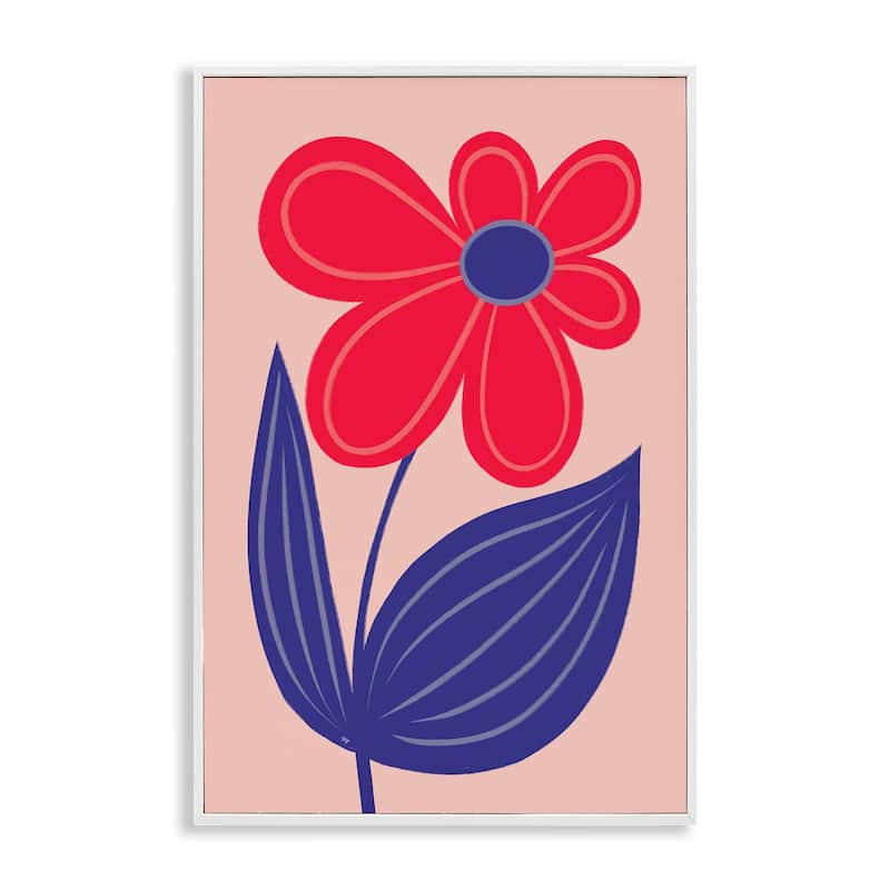 Stupell Playful Bold Red Daisy Framed Giclee Art Design By Martina Pavlova - 12 x 18 - White