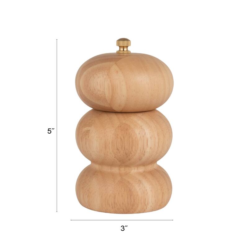 Rubberwood Salt and Pepper Mill - 3.0"L x 3.0"W x 5.13"H