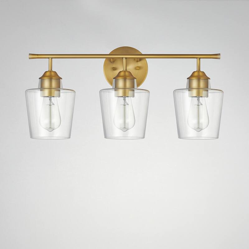 KAWOTI 3-Light Dimmable Bathroom Vanity Light with Glass Shade