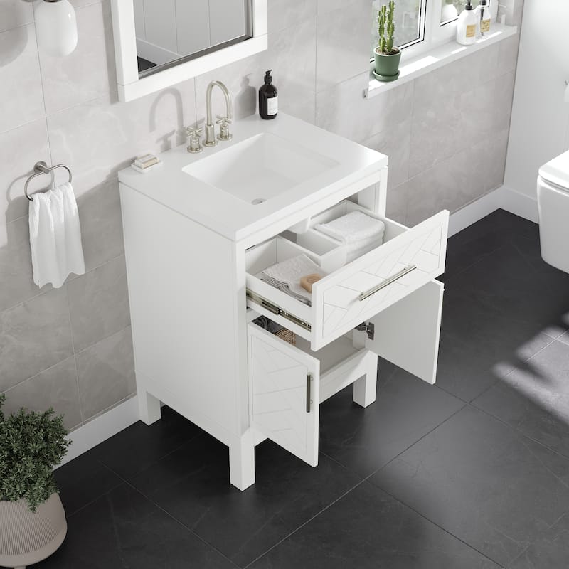 Eviva Cambridge Bath Vanity with Quartz Top and Porcelain Sink