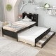 preview thumbnail 2 of 7, Espresso Platform Bed with Bookcase, Twin Trundle, Drawers