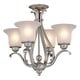 preview thumbnail 7 of 8, Monrovia 4 Light Brushed Nickel Mini Chandelier White Glass - 18.5-in W x 18-in H x 18.5-in D