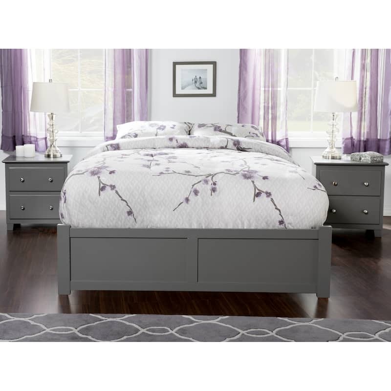 Concord Full Platform Bed with Twin Trundle Bed in Gray