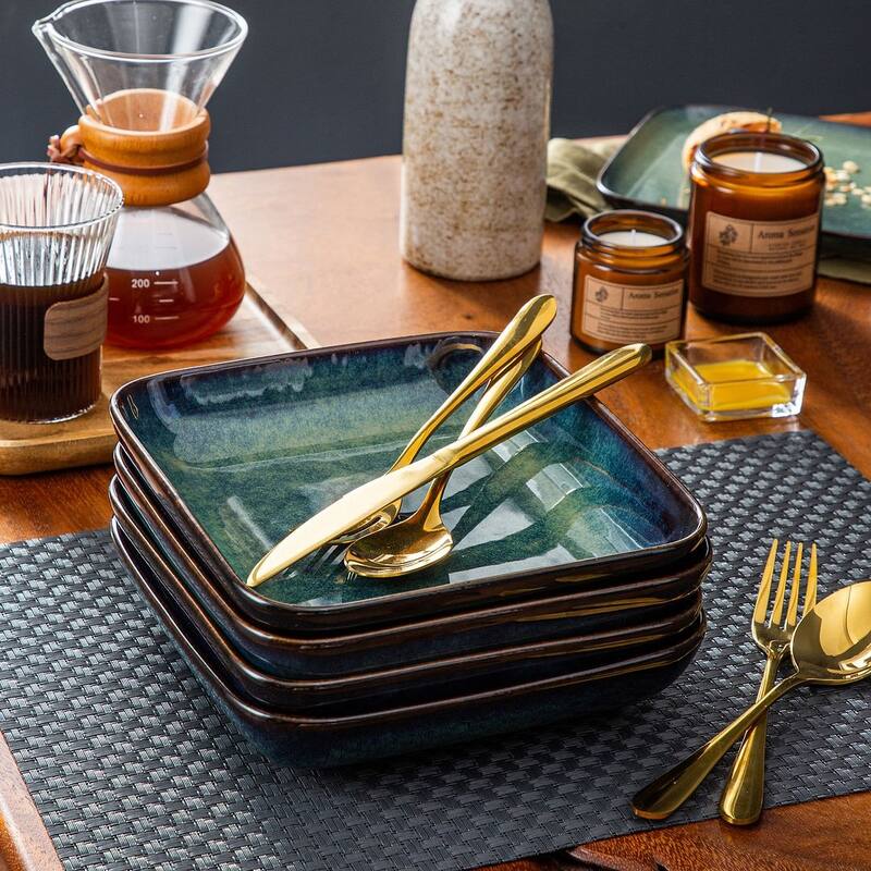 vancasso Stern Reactive Glaze Stoneware Dinnerware Set, Service for 4