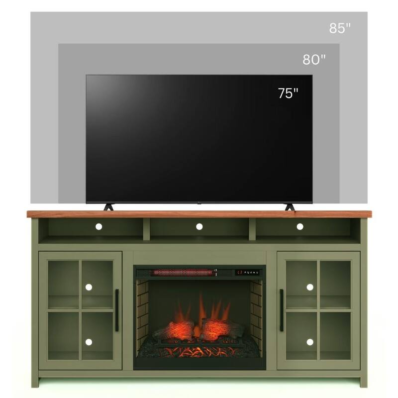 Bridgevine Home 74 inch Fireplace TV Stand Console for TVs up to 85 inches