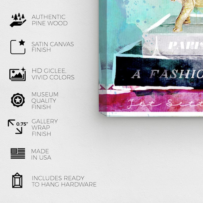 Wynwood Studio Canvas Fashion and Glam Jetsetter Library Blue and Teal Glam Wall Art Canvas Print
