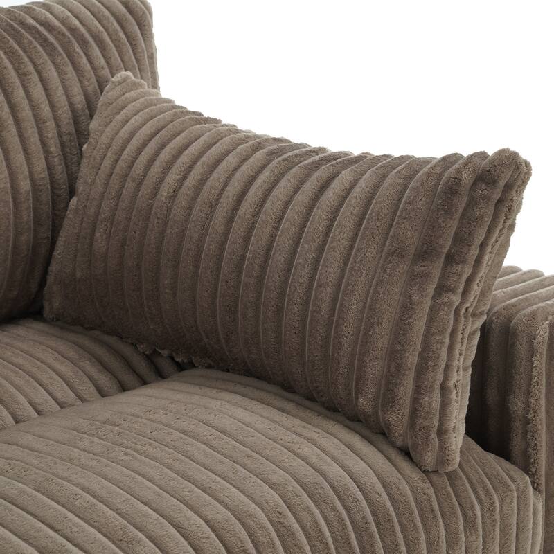 Cloud-Like Flannel Fabric Modular Sectional Sofa with Ottoman