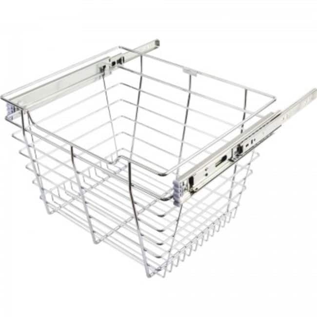 Hardware Resources 6" Tall Pull Out Wire Basket with Full Extension - Polished Chrome