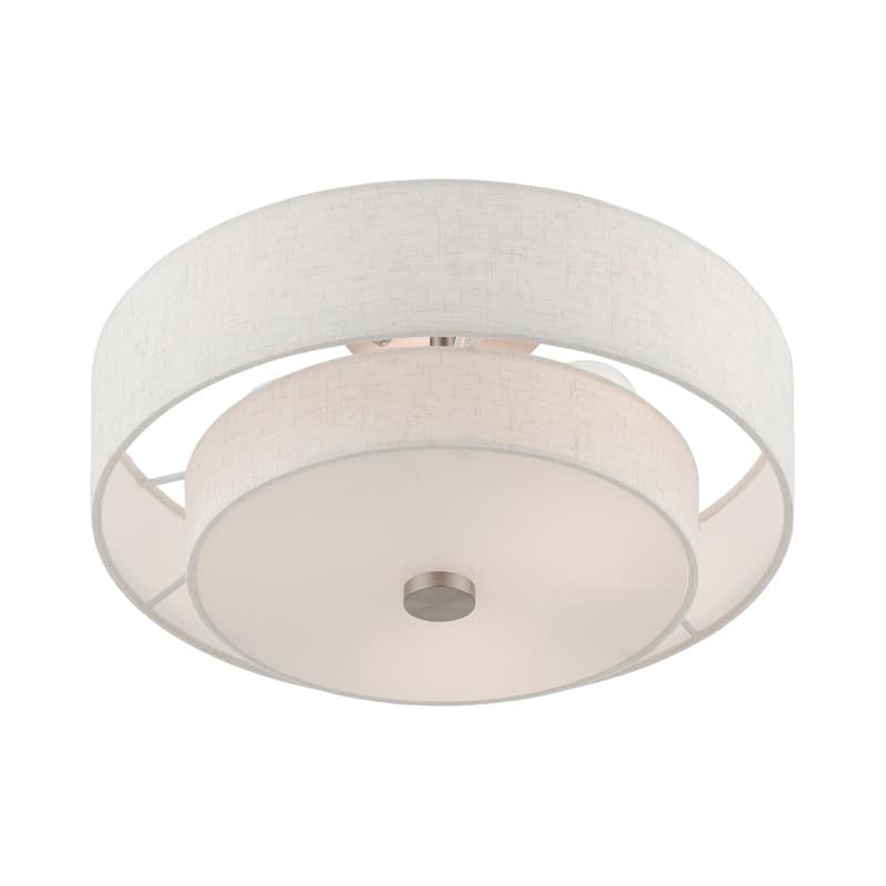 Livex Lighting 3-light Fabric Shade Flush Mount, 51084-92, 51084-91