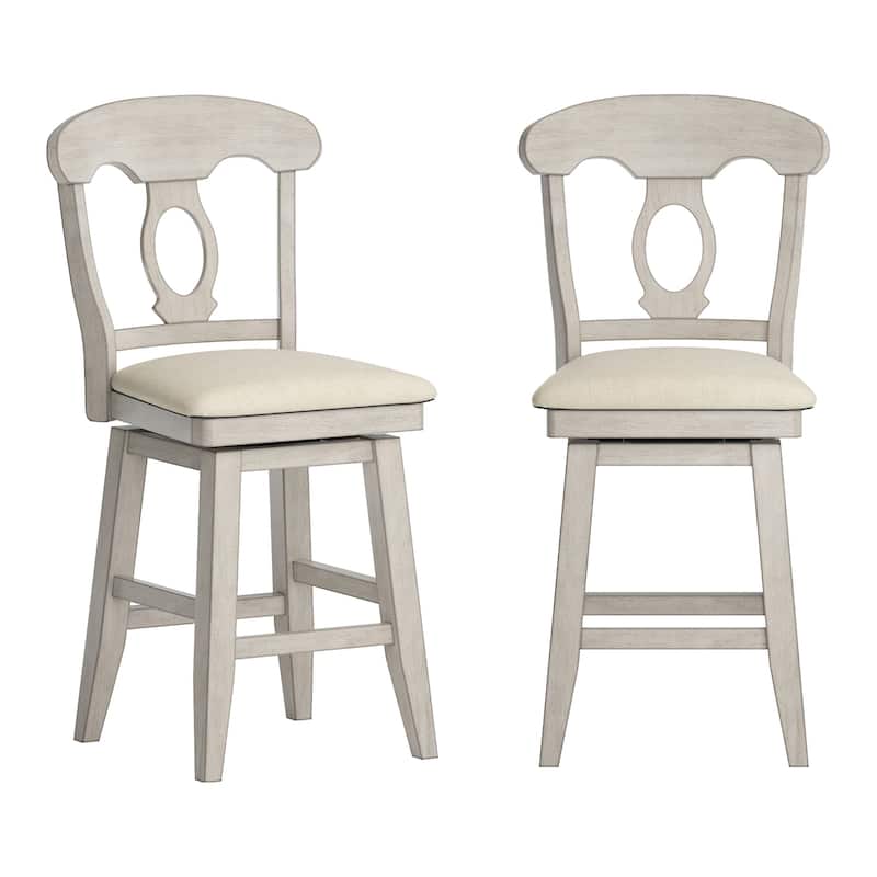 Ronda Napoleon Back Wood Swivel Chair - Antique White - Counter Height