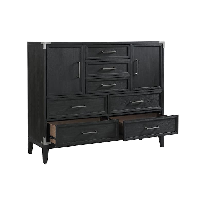 Laguna 60" Wide Bedroom Master Chest with 7 Drawers, Weathered Steel