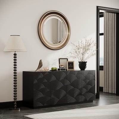 Modern 60" Sideboard Buffet Cabinet with 4 Doors for Stylish Home Organization and Elegant Storage