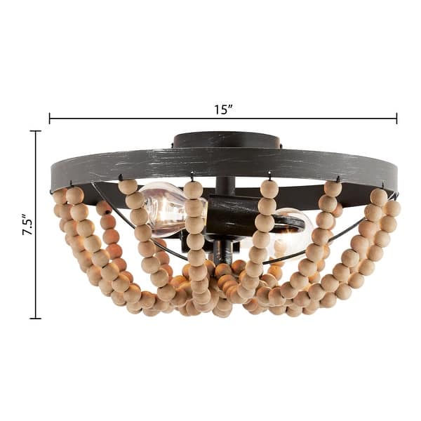 River of Goods Doxon Brown/Brown Metal and Wood 15-inch Semi-Flush Mount Ceiling Light - 15" x 15" x 7.5"