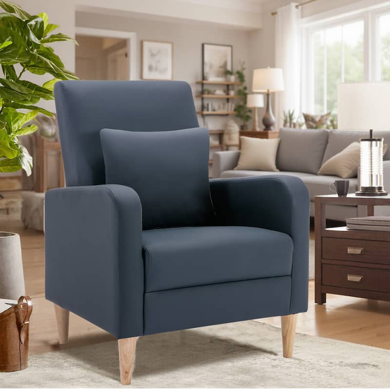 Fabric/Leather Modern Accent Chairs with Lounge Seat - set of 1 - Blue-L