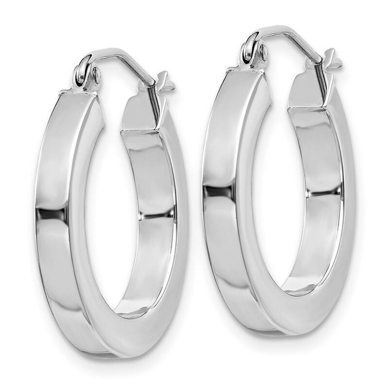 Curata 14k White Gold Polished Square Tube Hoop Earrings (2mm x 45mm)