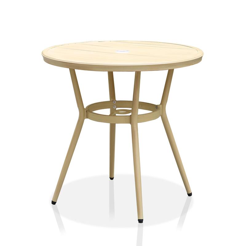 Furniture of America Ariel Natural Tone 32-inch Metal Round Patio Dining Table - Natural Tone