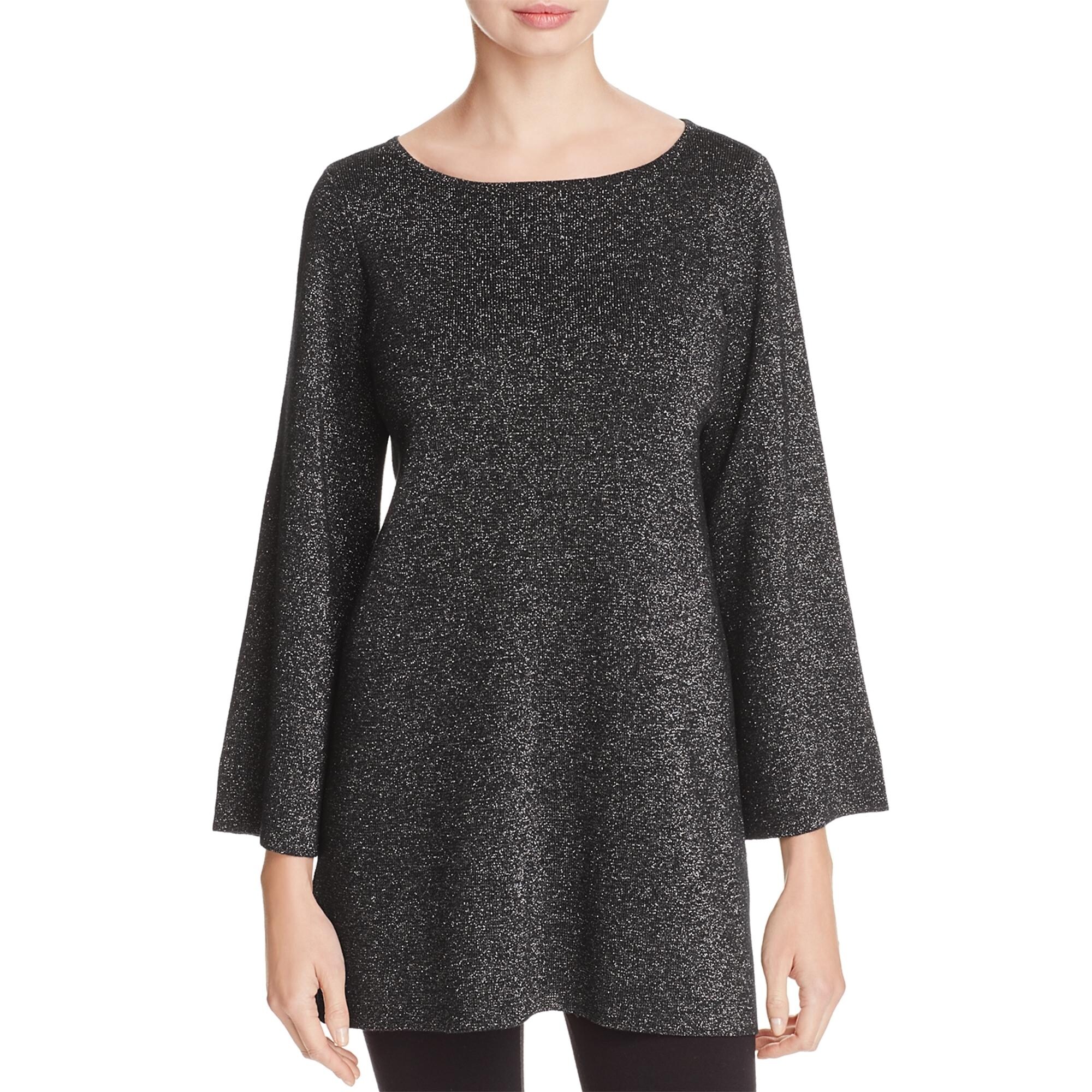 Shop Eileen Fisher Womens Tunic Sweater Merino Wool Metallic Overstock 23091991 L