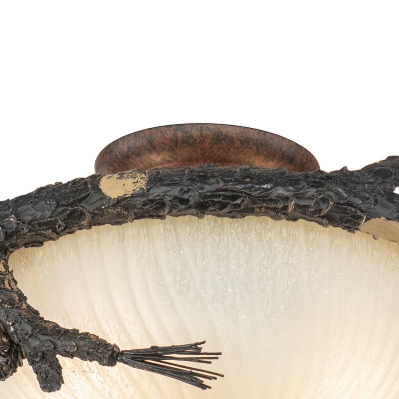 Ceiling Light - Bronze Pinecone Semi Flush Mount - Wood Fan Light Kit - Indoor Lighting - 8