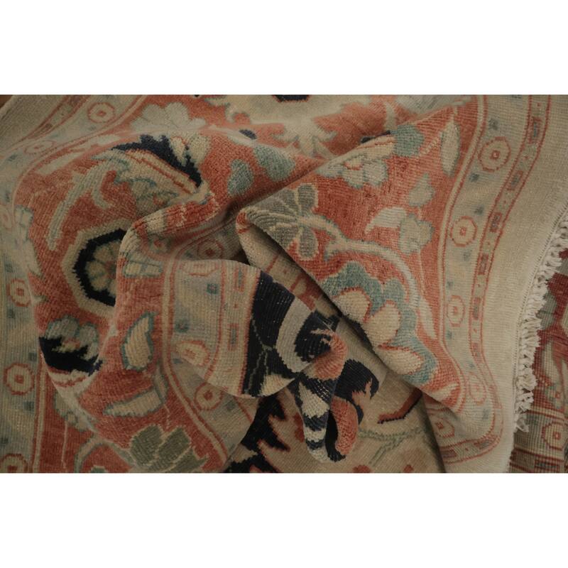 Hand Knotted Oriental 100% Wool Carpet Traditional Floral Beige & Ivories Ziegler Area Rug - 19' 2'' X 9' 7''
