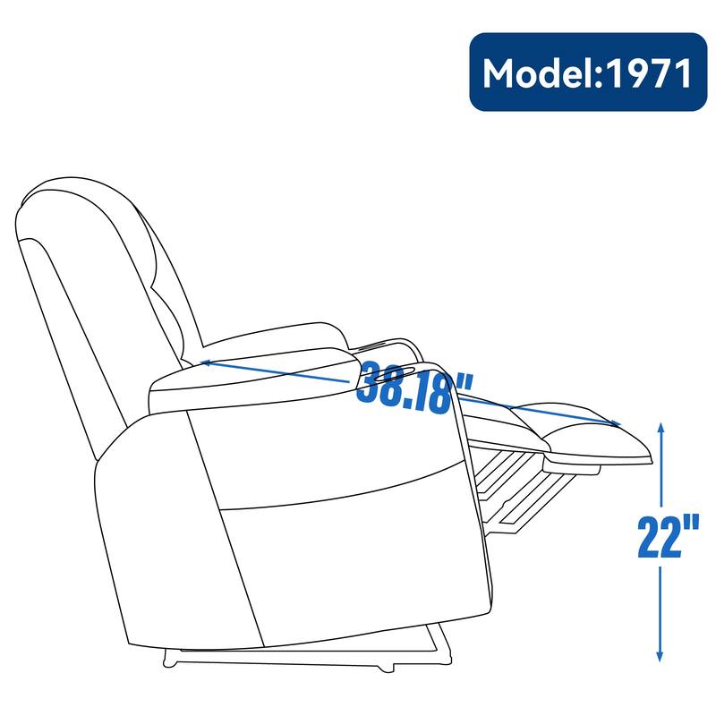 Large Power Lift Recliner Chair with Massage and Heat for Elderly, Wide Recliners, with USB and Type C Ports,2 Cup Holders