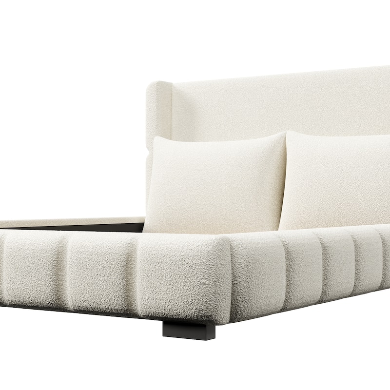 Upholstered Platform Bed with 2 Cushioned Pillows by Harper&Bright Designs