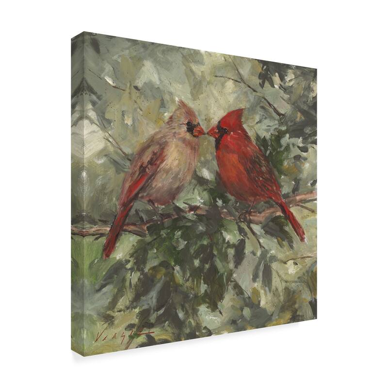 Mary Miller Veazie 'Kissing Cardinals' Canvas Art