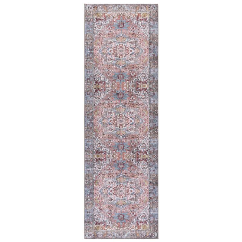 SAFAVIEH Vintage Heriz Regiena Machine Washable Rug - Pink/Blue Green - 2'6" x 8' Runner
