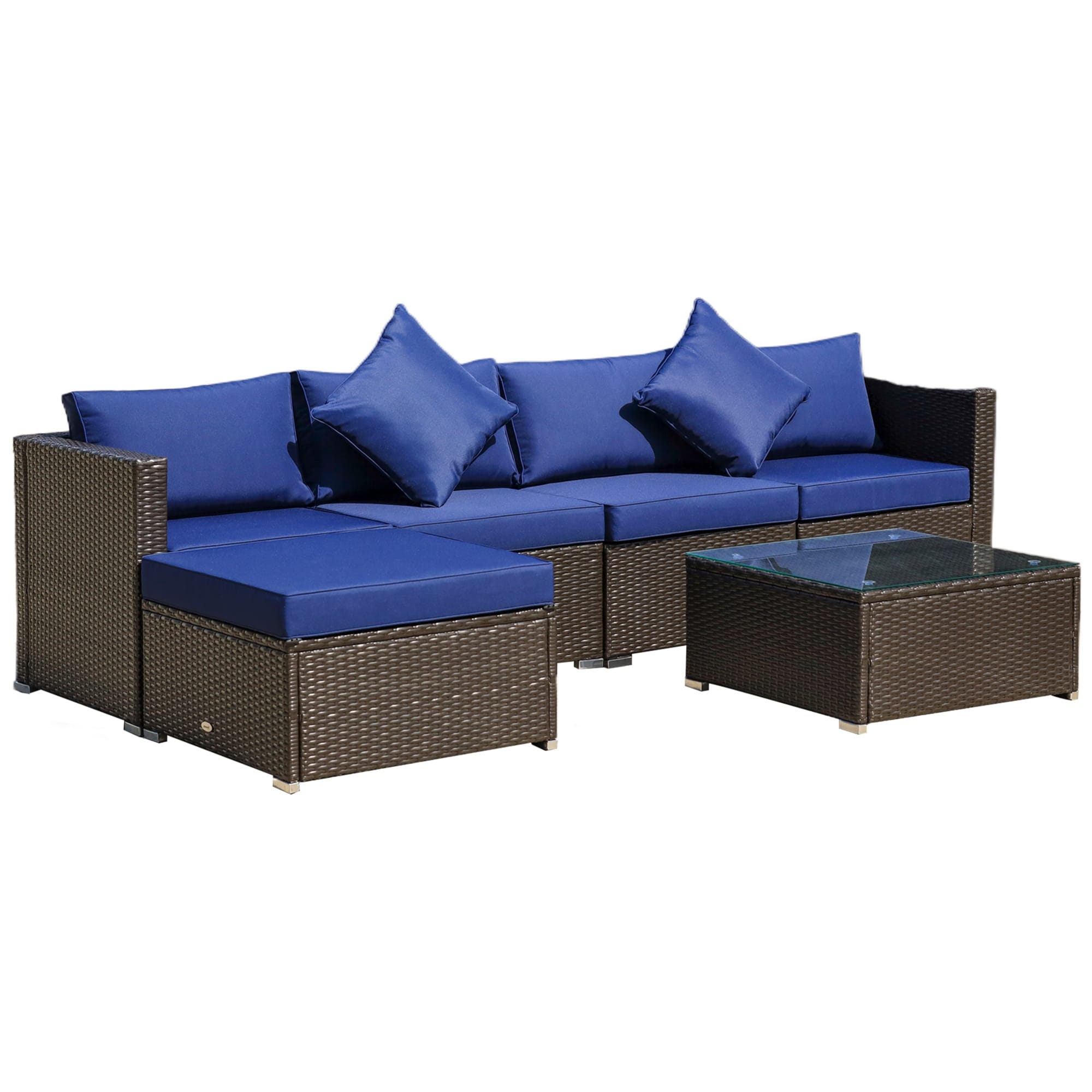 Outsunny 6 Piece Outdoor Patio Rattan Wicker Furniture Set with