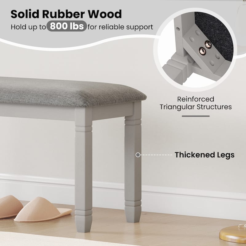 Gymax Upholstered Bedroom Bench w/ Padded Seat & Solid Wood Legs for