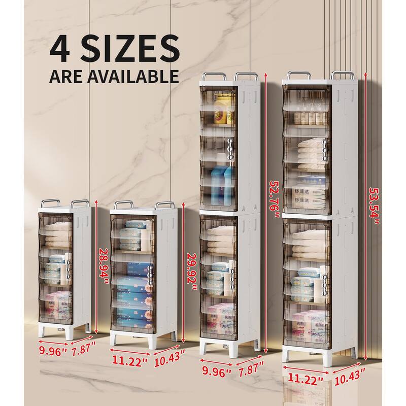 Small Narrow Bathroom Storage Cabinet White Plastic Corner Organizer with Adjustable Shelves