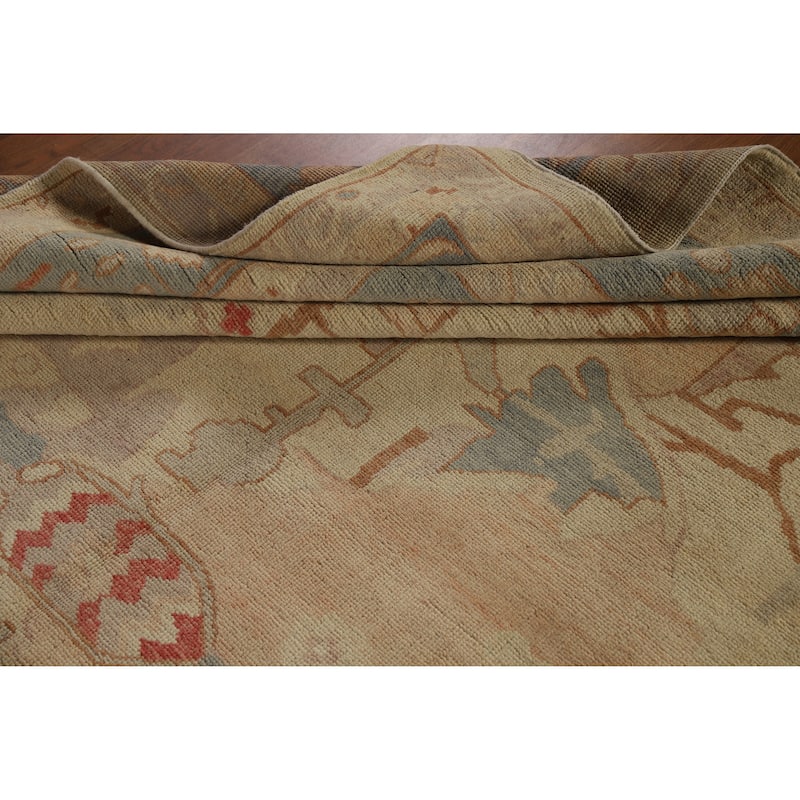 Hand Knotted Oriental 100% Wool Carpet Transitional Geometric Beige & Ivories Oushak Area Rug - 11' 0'' X 8' 2''
