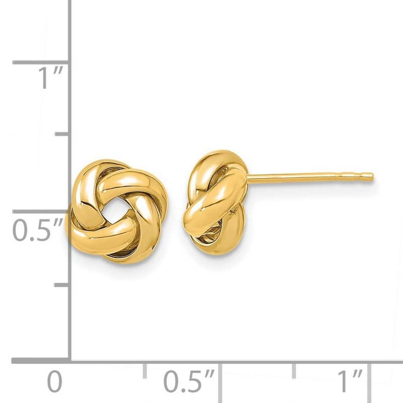 Curata 14k Yellow Gold Polished 9mm Love Knot Post Earrings