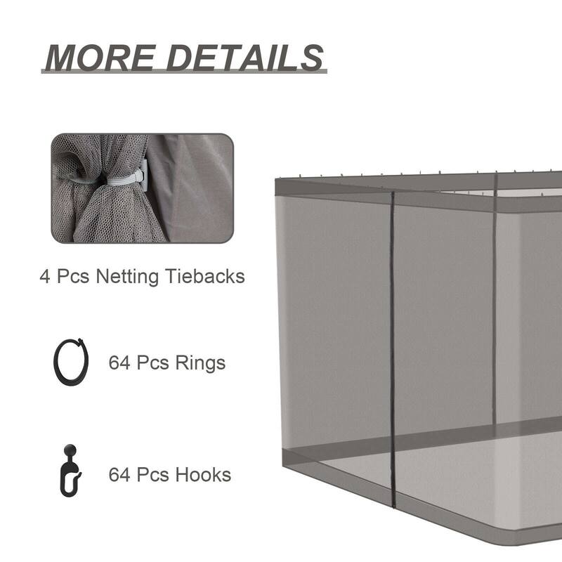 Aoodor Gazebo Netting Screen Replacement Outside Universal 4-Panel Sidewalls 10' x 13' (Only Netting)