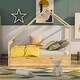 preview thumbnail 2 of 11, Natural Full Size Wooden House Bed with Trundle and Roof