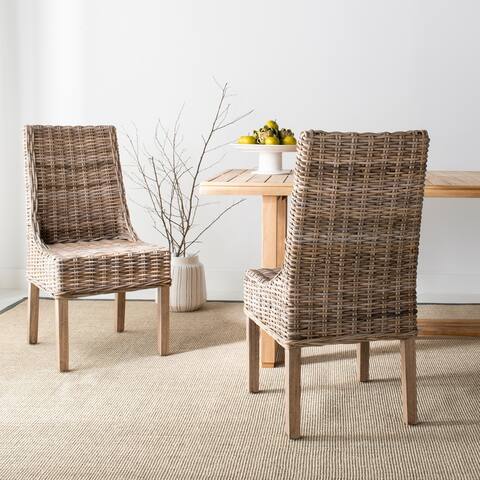 SAFAVIEH Dining Rural Woven Suncoast Unfinished Natural Wicker Arm Chairs (Set of 2) - 20" x 24" x 39"