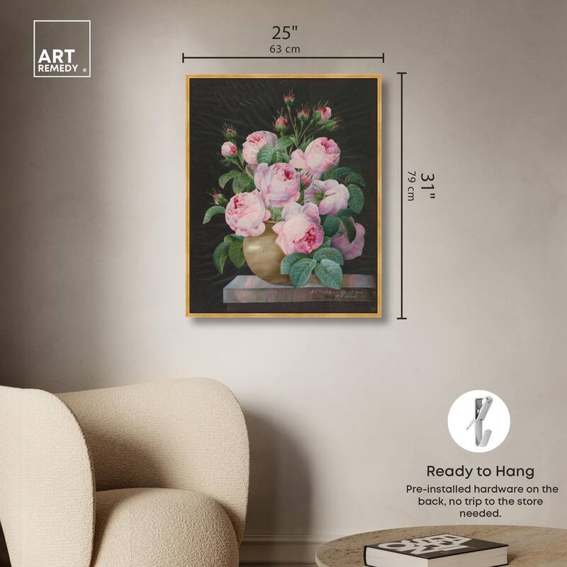 Pink Roses in a Vase Canvas by Art Remedy