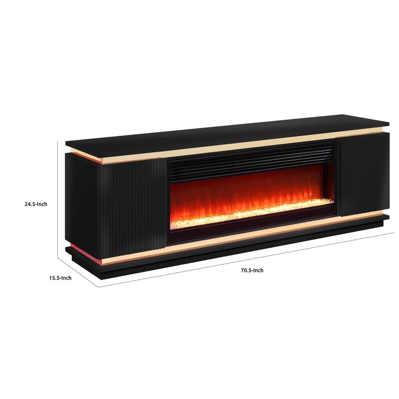 Stan TV Stand Cabinet, 7 Color Fireplace, Speaker, 71 Inch Black